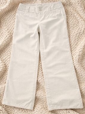 LONDONJEAN / VINTAGE VICTORIA SECRET Cream Colored Low Rise Wide-Leg Flare Jeans